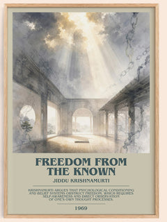 Freedom from the Known bookish book poster by Jiddu Krishnamurti – framed literary art print
