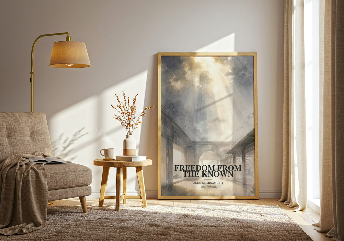 Freedom from the Known watercolour print in frame leaning in hallway – philosophy wall art