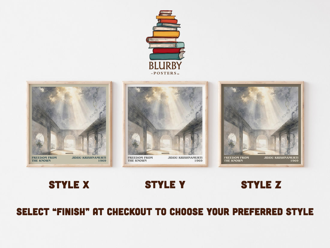 Freedom from the Known literary print in frame leaning in hallway – philosophy wall art (mockup)