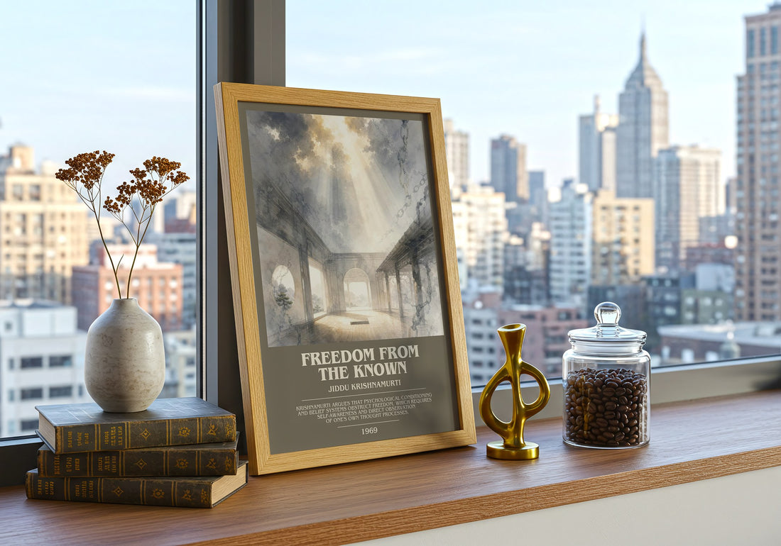 Freedom from the Known bookish print framed by window – literary home decor