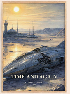 Time and again watercolour book poster by Clifford D. Simak – framed literary art print