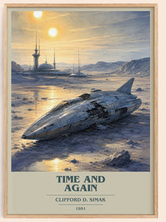 Time and again Book Cover Poster by Clifford D. Simak – framed poster