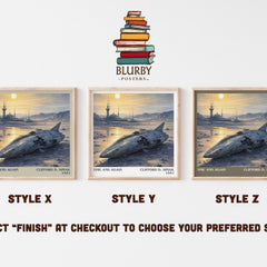 Time and again literary print in frame leaning in hallway – sci fi wall art