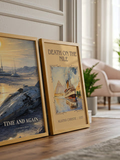 Time and again watercolour print framed by window – literary home decor