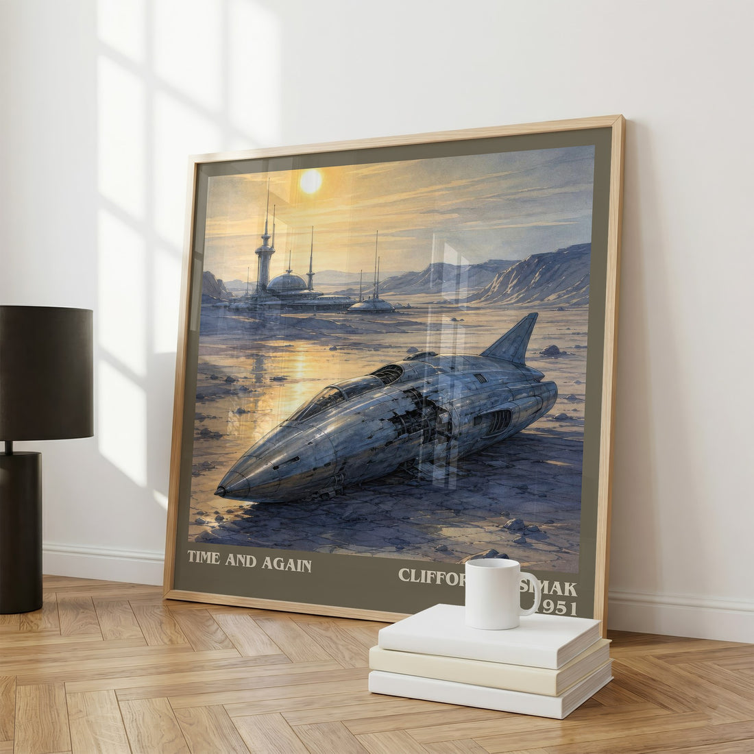 Time and again literary print framed by window – literary home decor