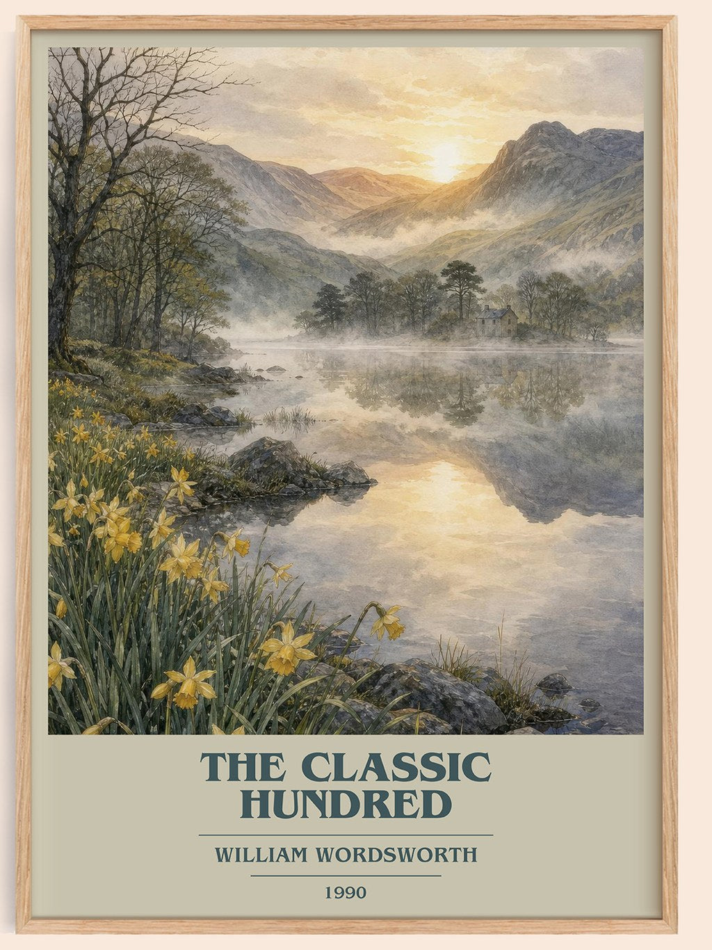 The Classic Hundred book cover book poster by William Wordsworth – framed literary art print