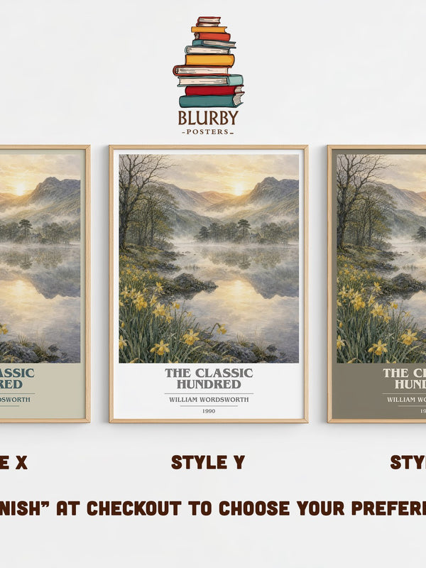 The Classic Hundred book cover print in frame leaning in hallway – poetry wall art