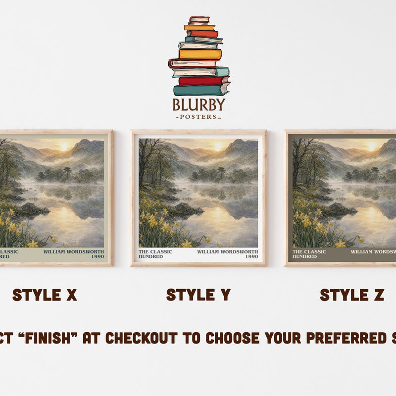 The Classic Hundred literary print in frame leaning in hallway – poetry wall art