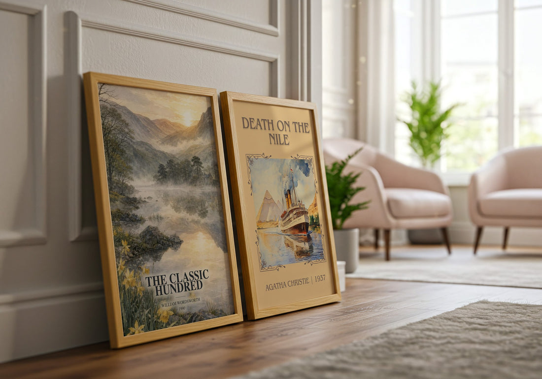 The Classic Hundred watercolour print framed by window – literary home decor