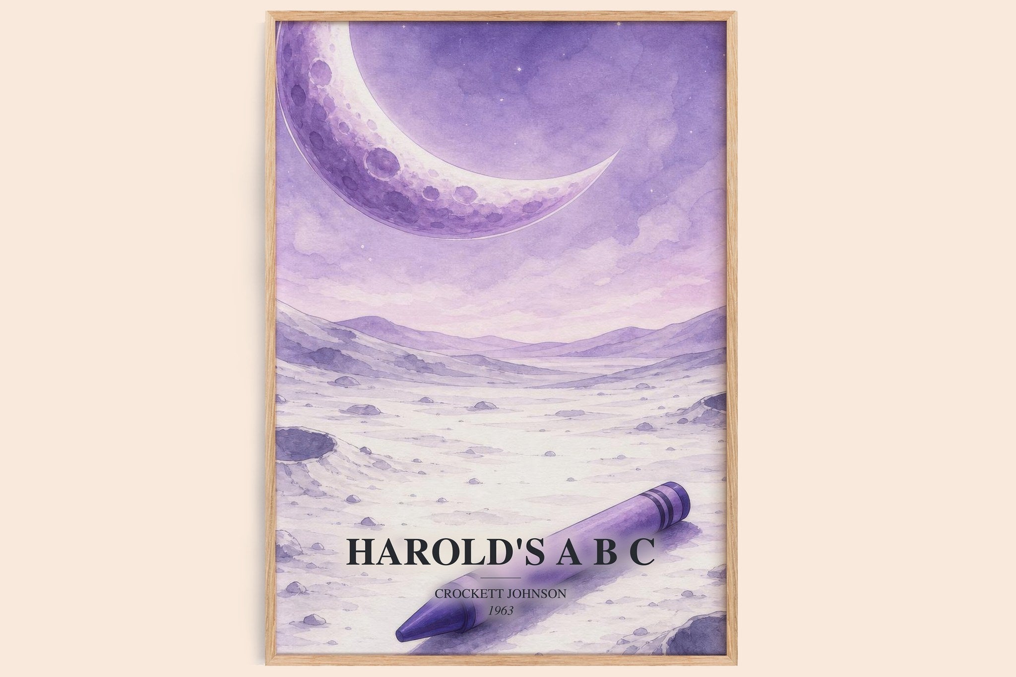 Harold's A B C Book Watercolour Illustration by Crockett Johnson