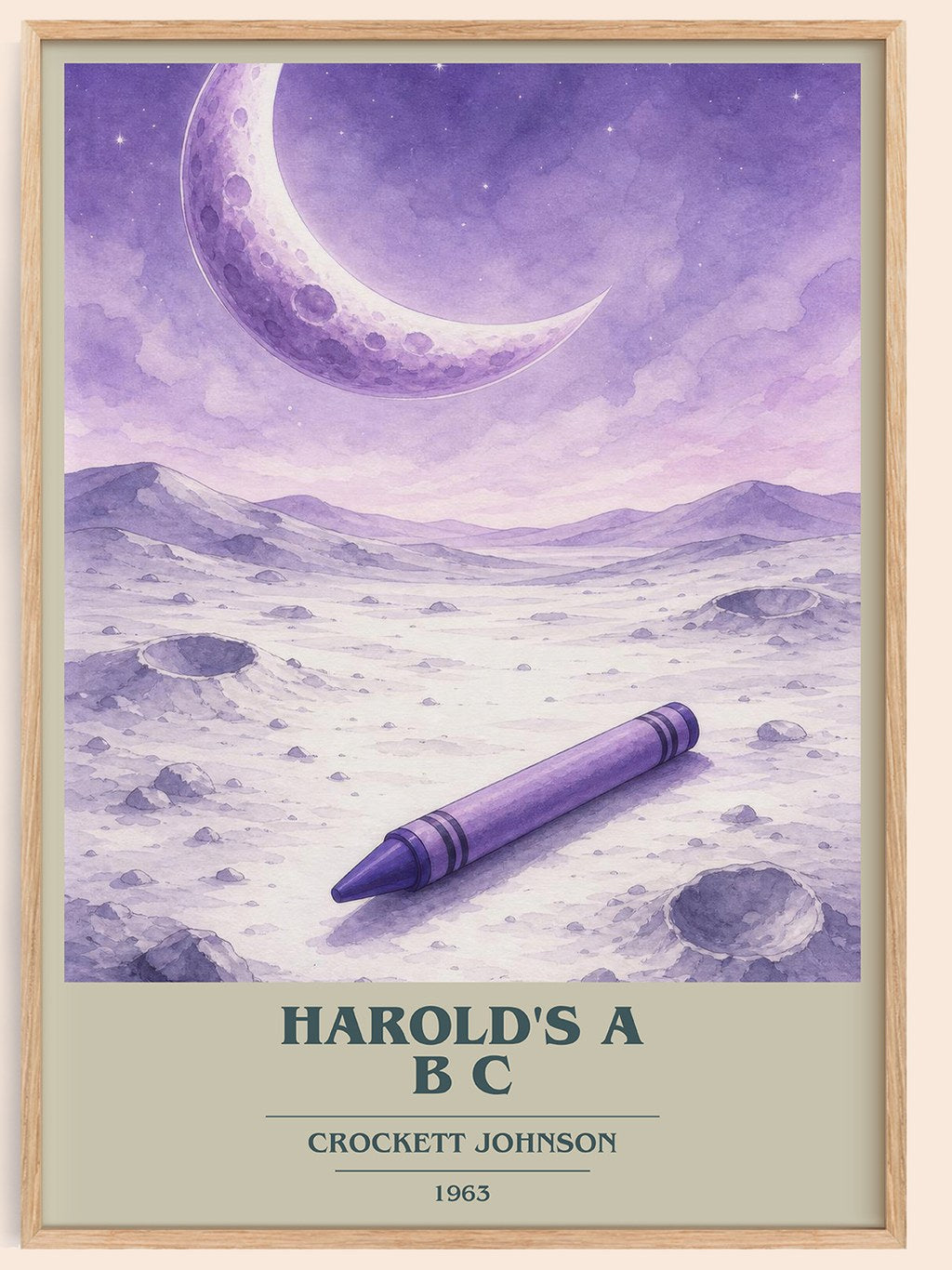 Harold's A B C book cover book poster by Crockett Johnson – framed literary art print