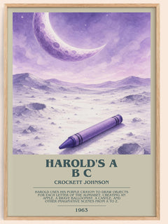 Harold's A B C bookish book poster by Crockett Johnson – framed literary art print