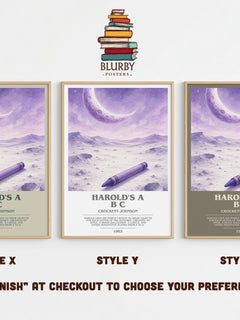 Harold's A B C bookish print in frame leaning in hallway – childrens wall art