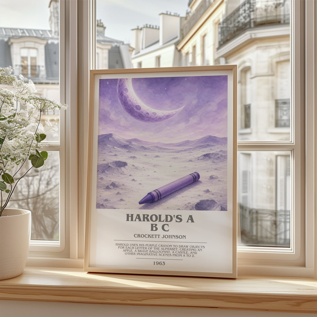 Harold's A B C bookish poster colour and style options – Crockett Johnson book art