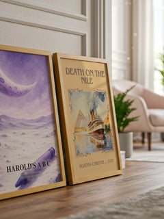 Harold's A B C watercolour print framed by window – literary home decor