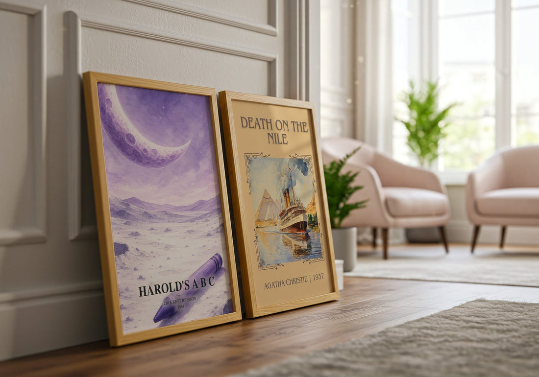 Harold's A B C watercolour print framed by window – literary home decor
