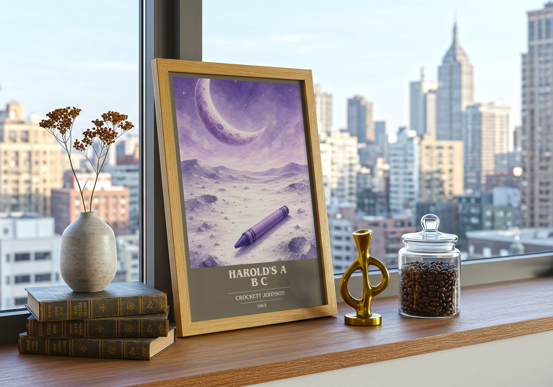 Harold's A B C book cover print framed by window – literary home decor