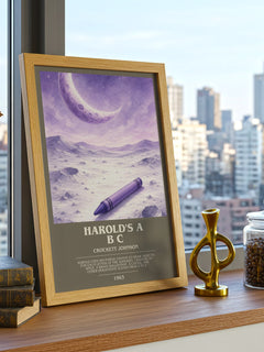 Harold's A B C bookish print framed by window – literary home decor