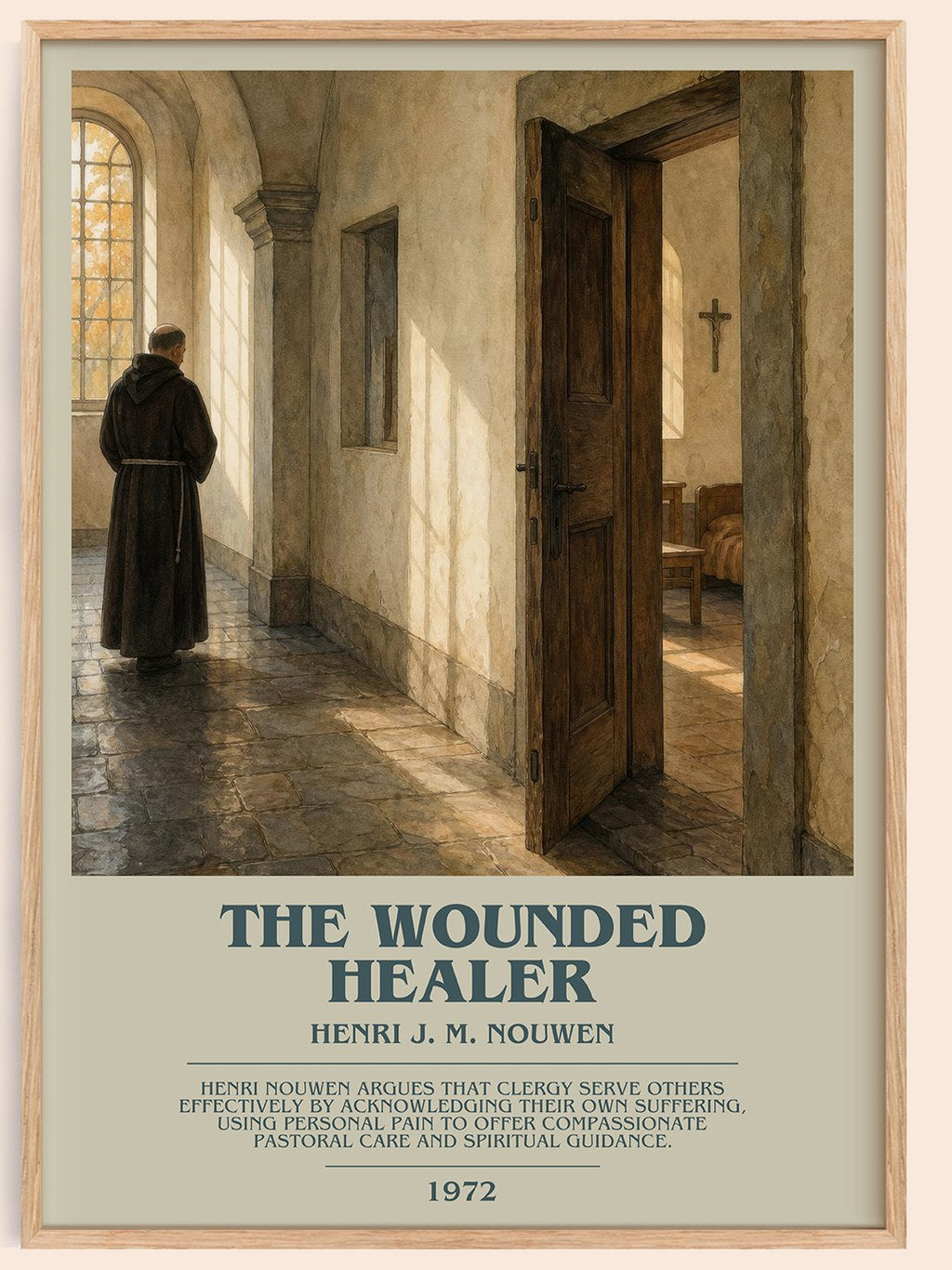 The wounded healer bookish book poster by Henri J. M. Nouwen – framed literary art print