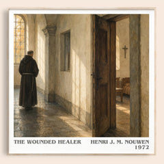 The wounded healer literary book poster by Henri J. M. Nouwen – framed literary art print