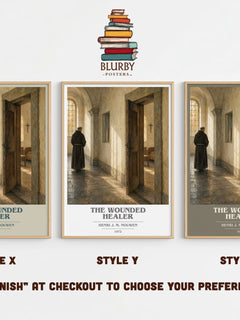 The wounded healer book cover print in frame leaning in hallway – __new__:self help wall art