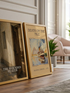 The wounded healer watercolour print framed by window – literary home decor
