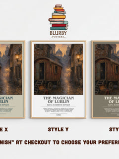 The magician of Lublin bookish print in frame leaning in hallway – literary fiction wall art