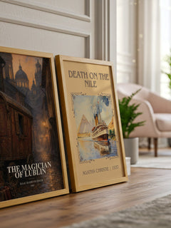 The magician of Lublin watercolour print framed by window – literary home decor
