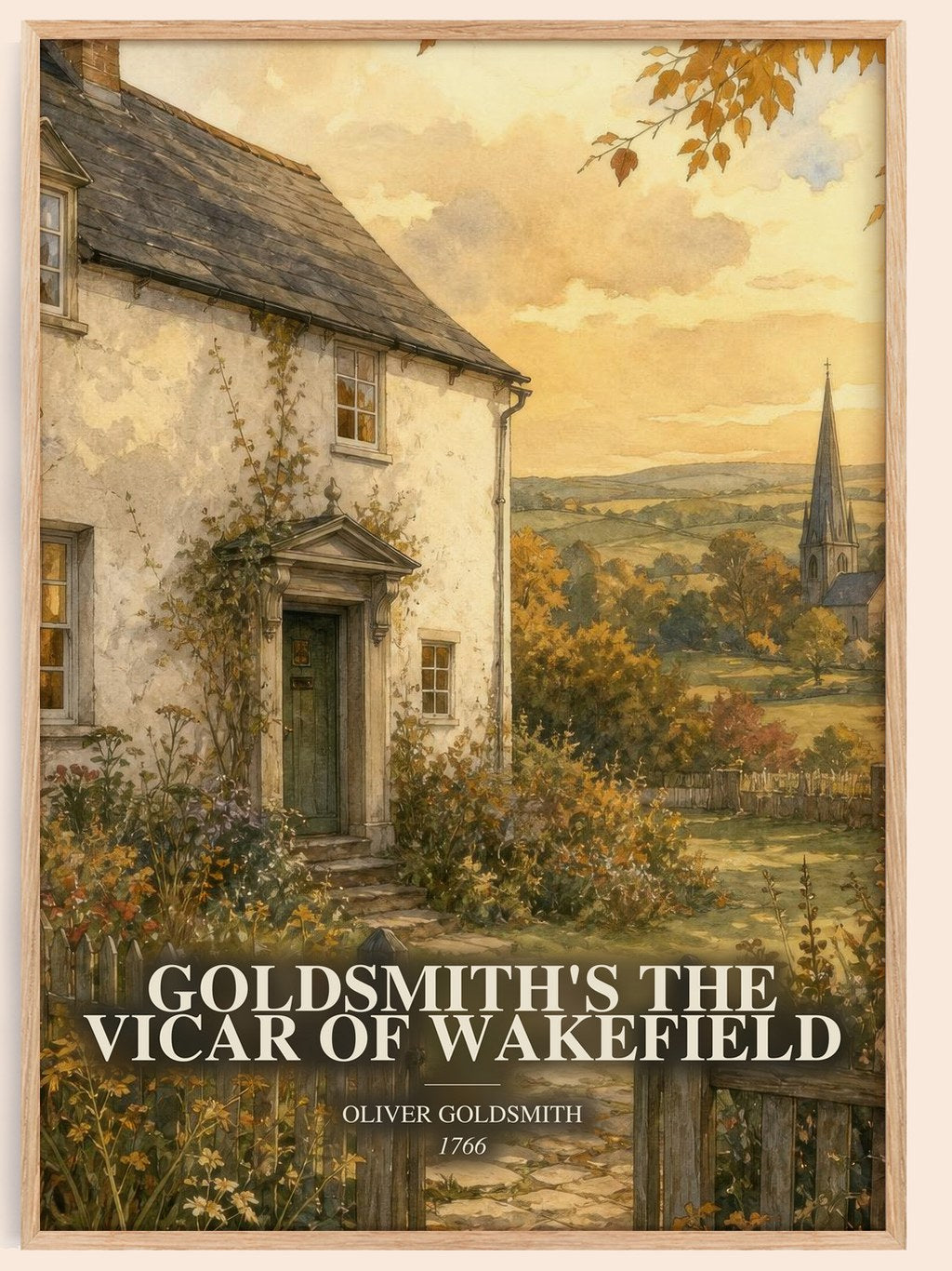 Goldsmith's The vicar of Wakefield watercolour book poster by Oliver Goldsmith – framed literary art print