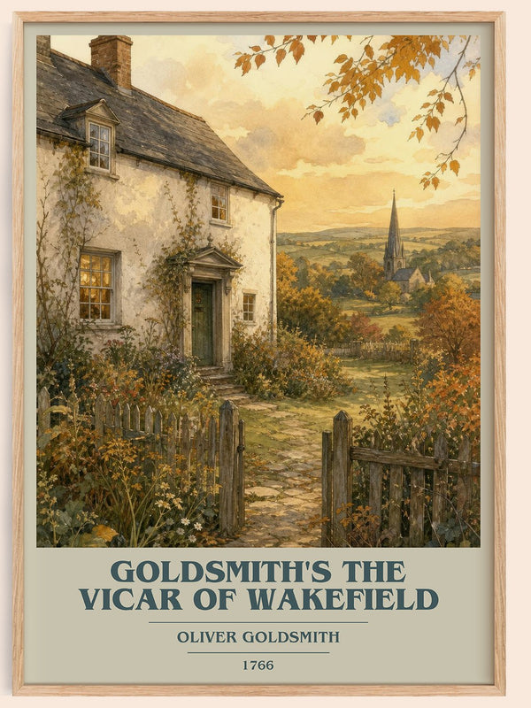 Goldsmith's The vicar of Wakefield book cover book poster by Oliver Goldsmith – framed literary art print