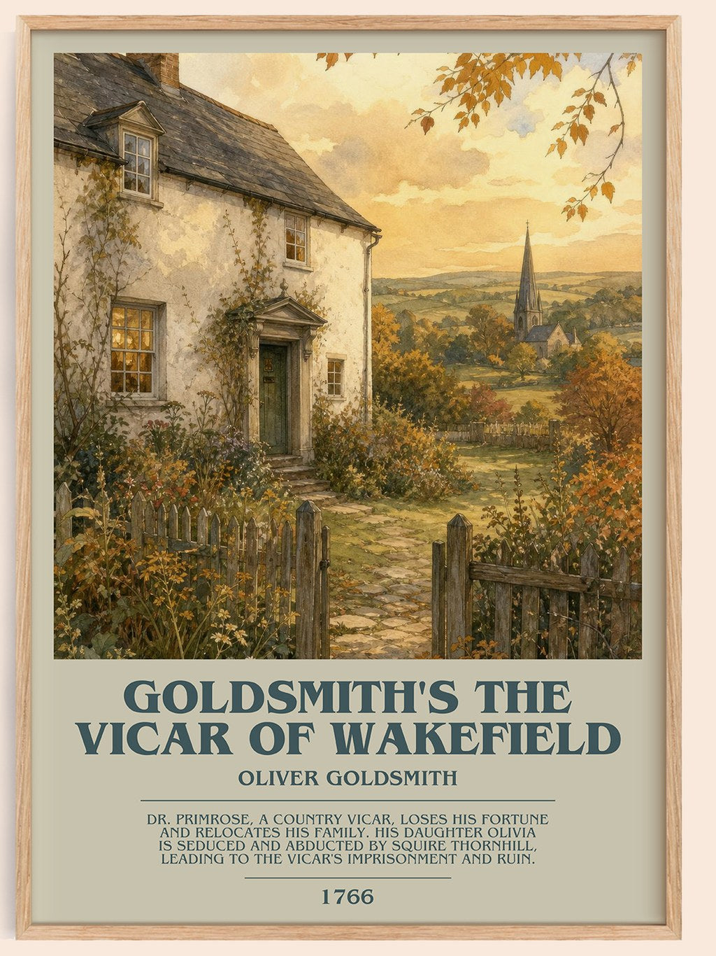 Goldsmith's The vicar of Wakefield bookish book poster by Oliver Goldsmith – framed literary art print