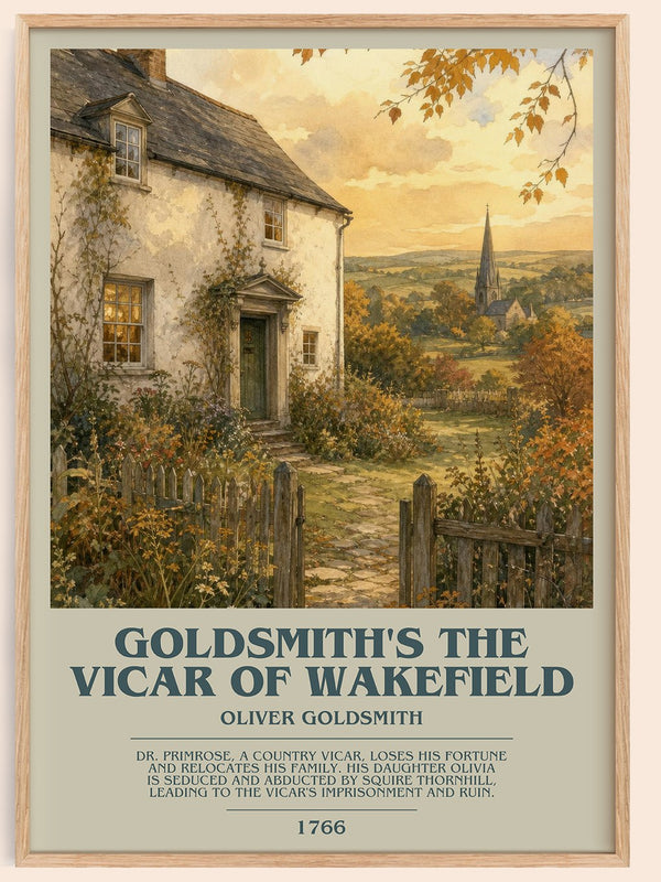 Goldsmith's The vicar of Wakefield bookish book poster by Oliver Goldsmith – framed literary art print