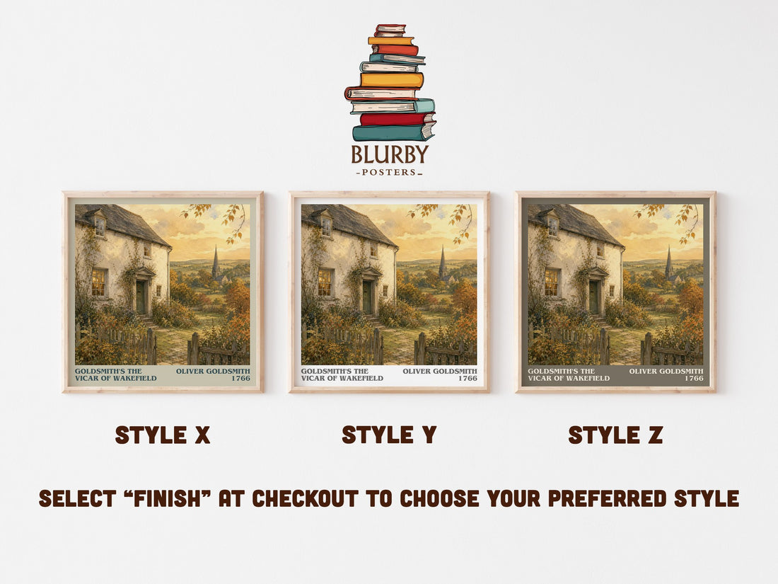 Goldsmith's The vicar of Wakefield literary print in frame leaning in hallway – classic literature wall art (mockup)