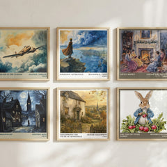 Goldsmith's The vicar of Wakefield Literary Art Print by O. Goldsmith – square print in a six-frame gallery wall