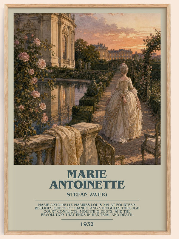 Marie Antoinette bookish book poster by Stefan Zweig – framed literary art print