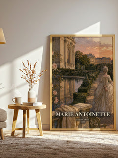 Marie Antoinette watercolour print in frame leaning in hallway – non fiction wall art