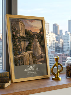 Marie Antoinette book cover print framed by window – literary home decor