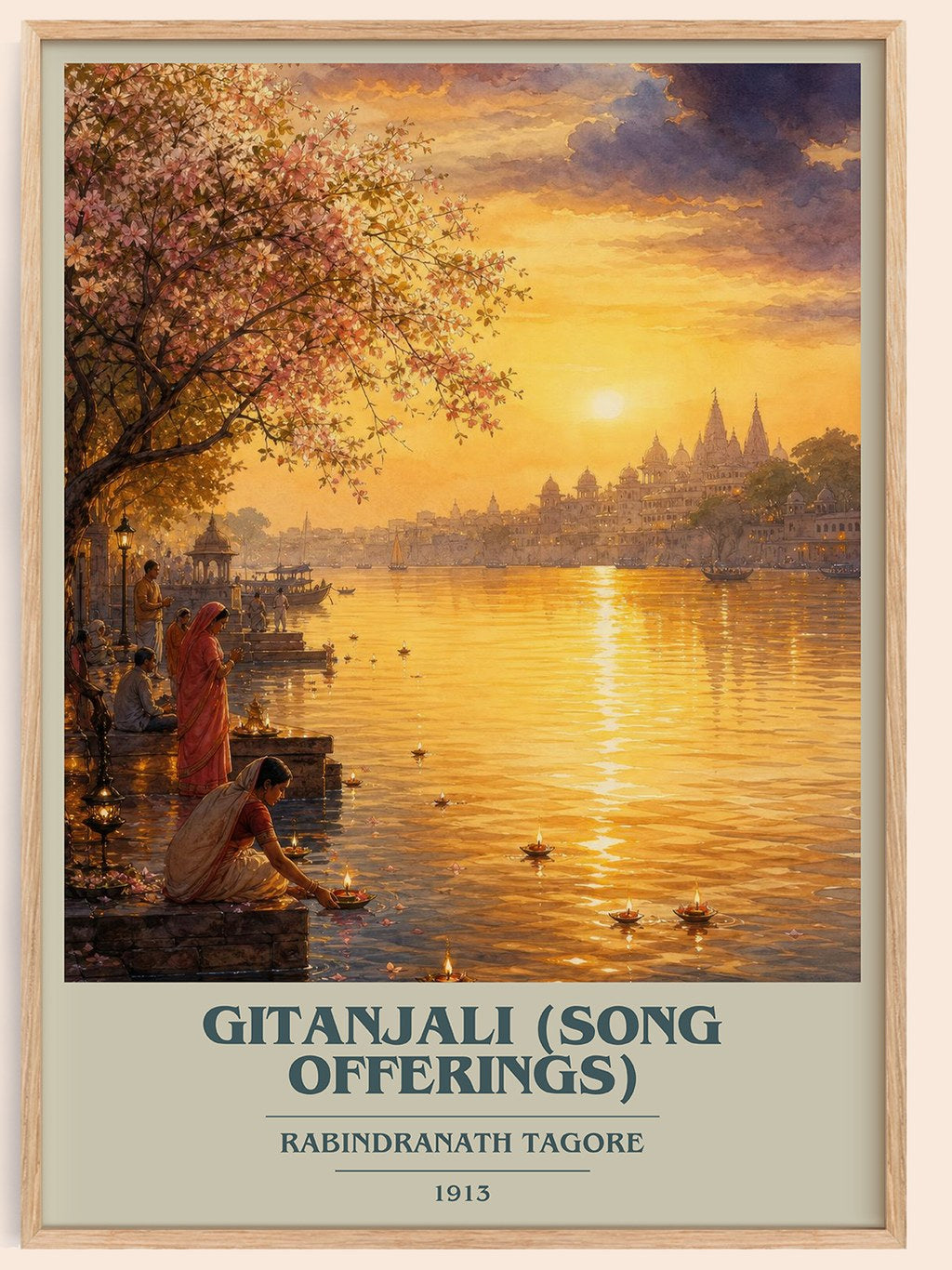 Gitanjali (song offerings) book cover book poster by Rabindranath Tagore – framed literary art print