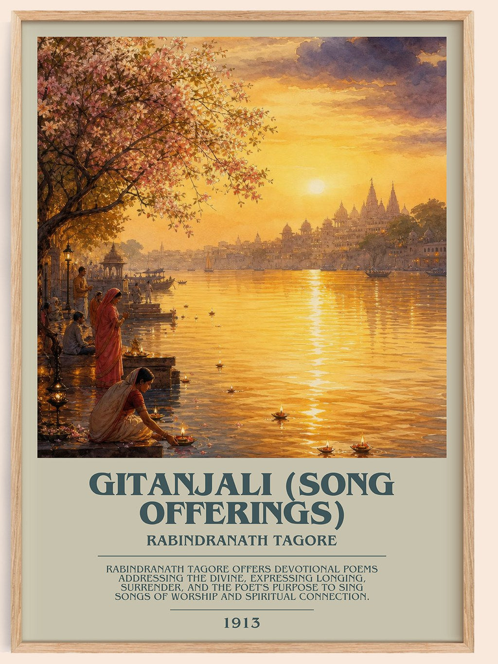 Gitanjali (song offerings) bookish book poster by Rabindranath Tagore – framed literary art print