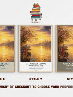 Gitanjali (song offerings) book cover print in frame leaning in hallway – poetry wall art