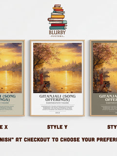Gitanjali (song offerings) bookish print in frame leaning in hallway – poetry wall art