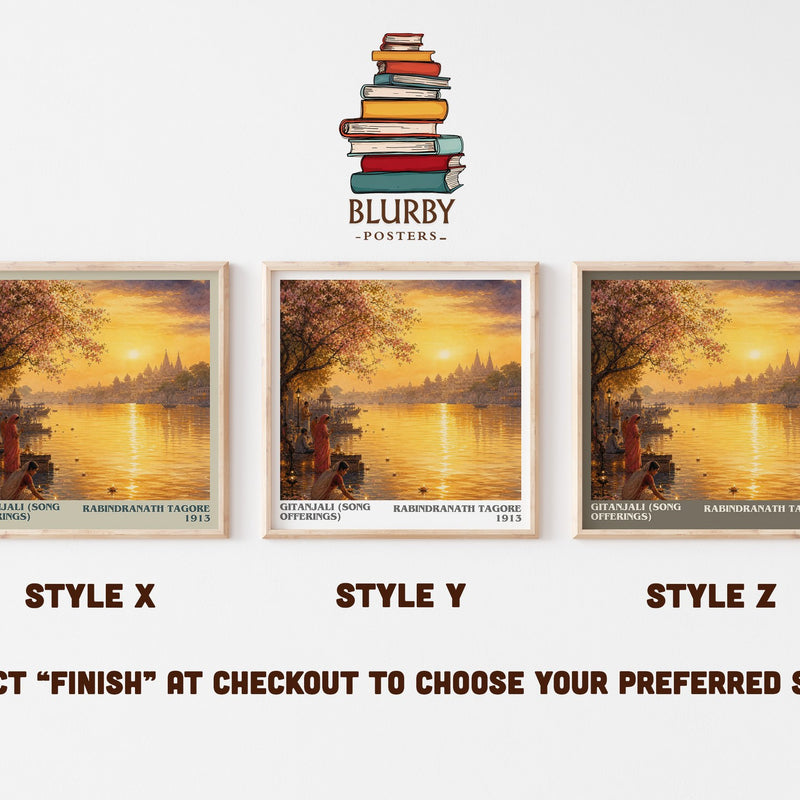 Gitanjali (song offerings) literary print in frame leaning in hallway – poetry wall art