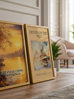 Gitanjali (song offerings) watercolour print framed by window – literary home decor