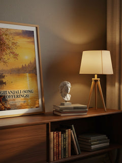 Gitanjali (song offerings) watercolour print on bookshelf – Rabindranath Tagore fan gift