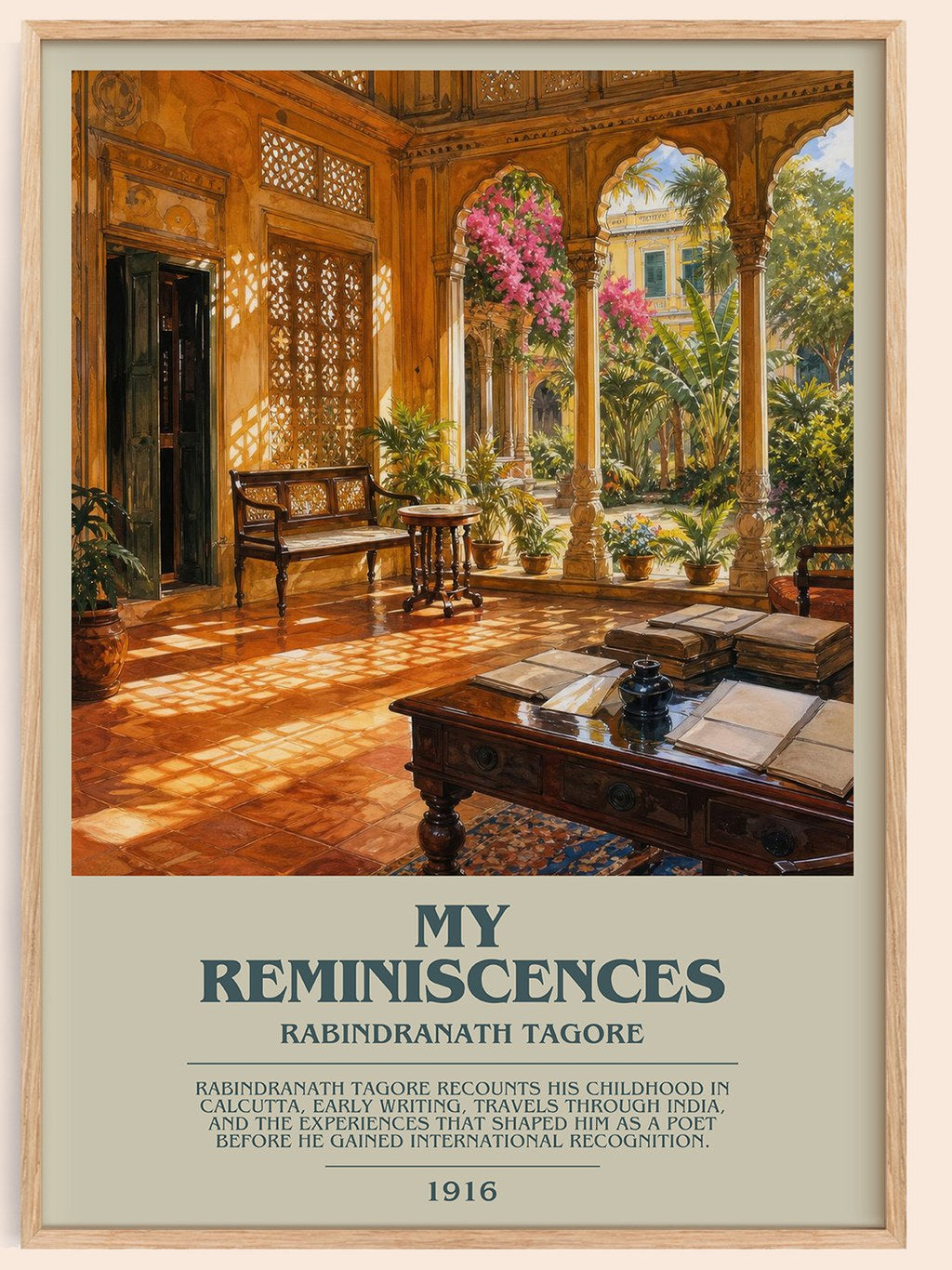 My Reminiscences bookish book poster by Rabindranath Tagore – framed literary art print