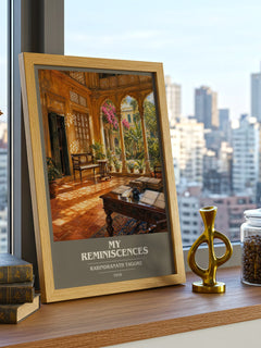 My Reminiscences book cover print framed by window – literary home decor