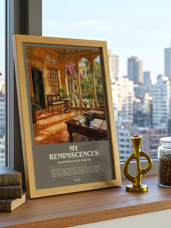 My Reminiscences bookish print framed by window – literary home decor