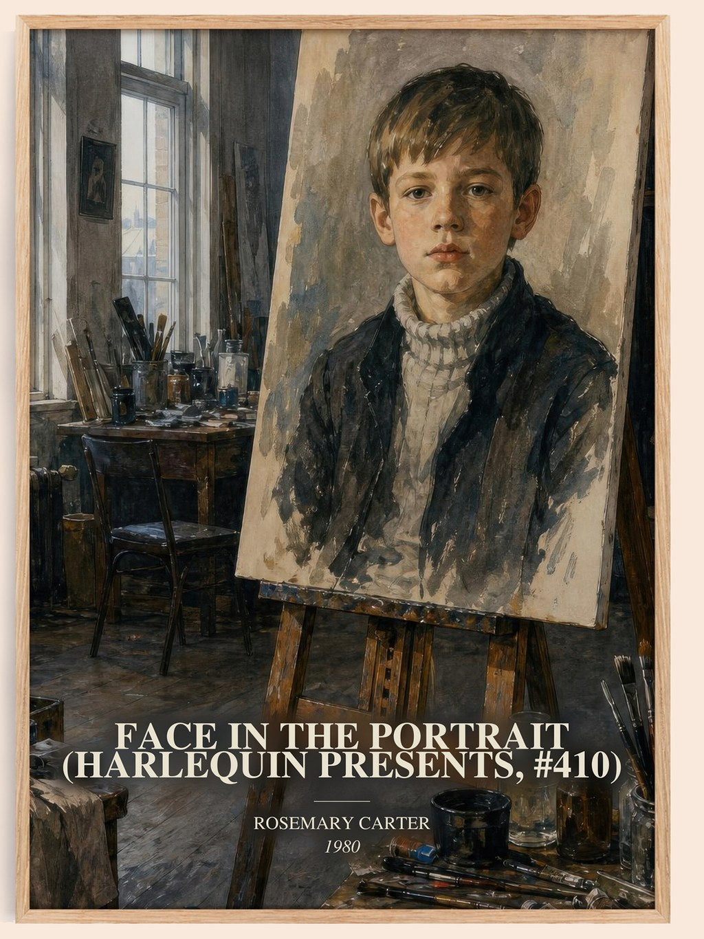 Face in the Portrait (Harlequin Presents, #410) watercolour book poster by Rosemary Carter – framed literary art print