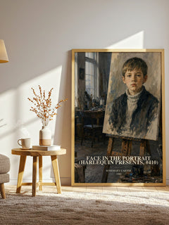 Face in the Portrait (Harlequin Presents, #410) watercolour print in frame leaning in hallway – romance wall art
