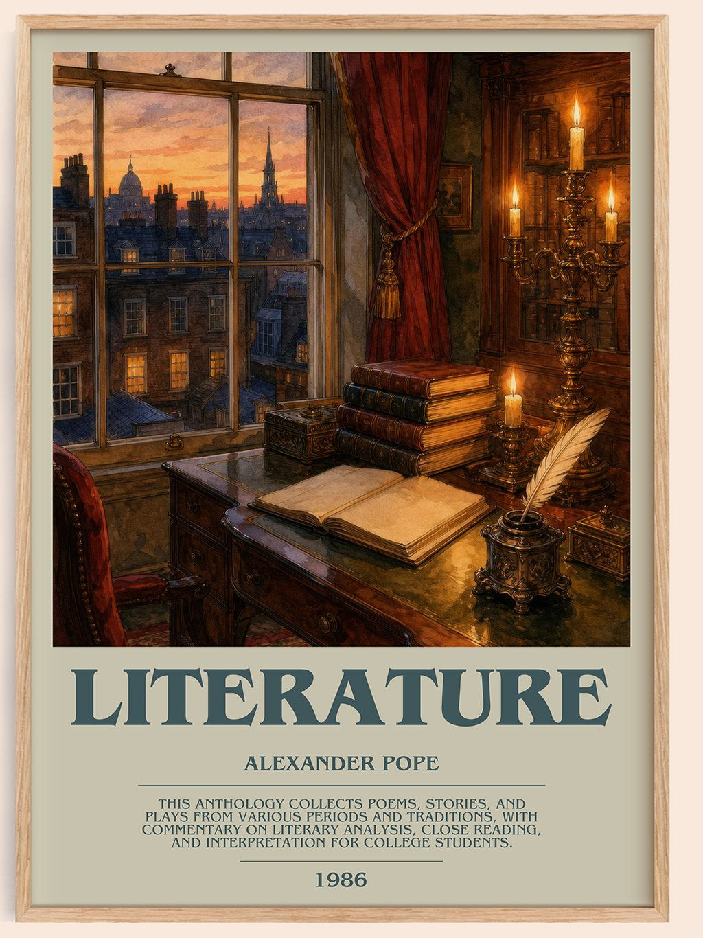 Literature bookish book poster by Alexander Pope – framed literary art print